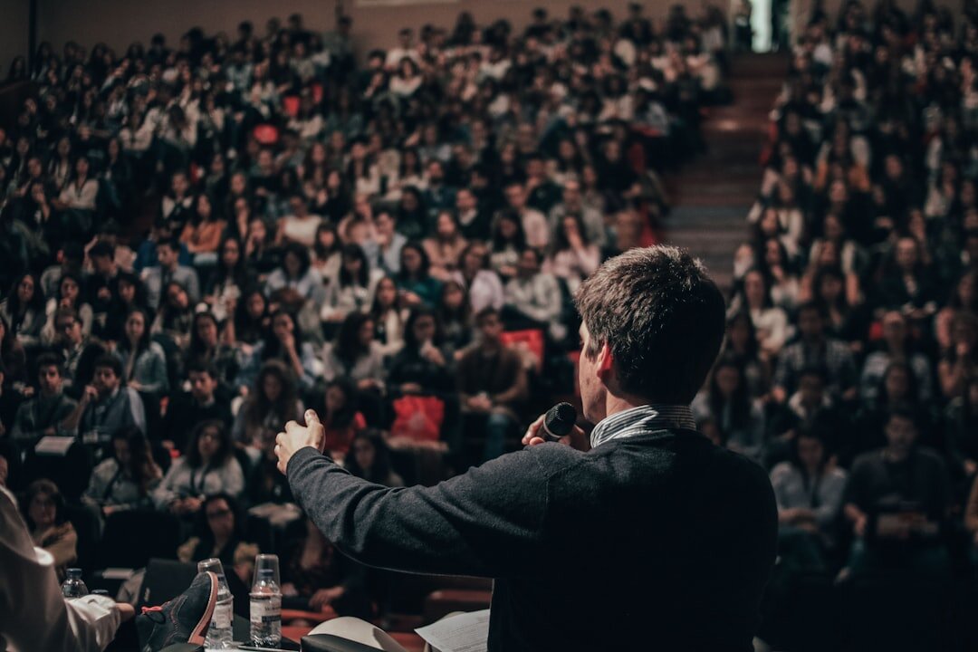 person overcoming public speaking fear